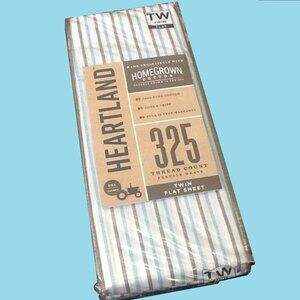 new STRIPE Heartland 325 Thread Count 100% Cotton Percale TWIN Flat Sheet
